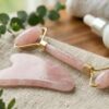 Gua Sha y Rodillo de Cuarzo Rosa Set de Gua Sha y Rodillo de Jade
