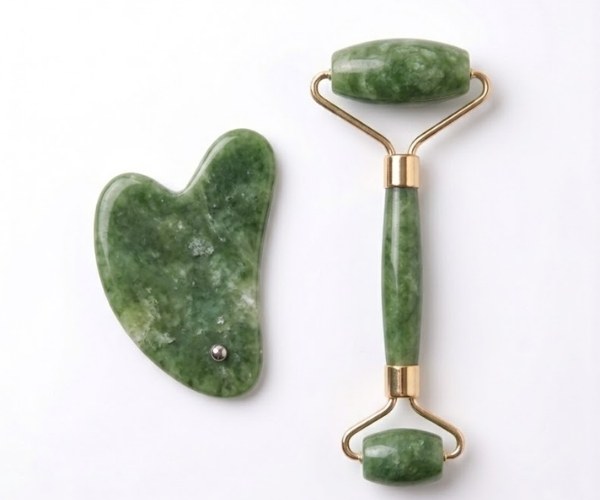 Set de gua sha y rodillo de jade para masaje facial