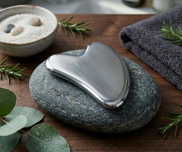 gua sha de acero inoxidable para el rostro